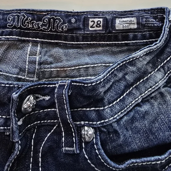 Miss Me Dark Blue Jeans with Silver Embellishments - Picture 4 of 4